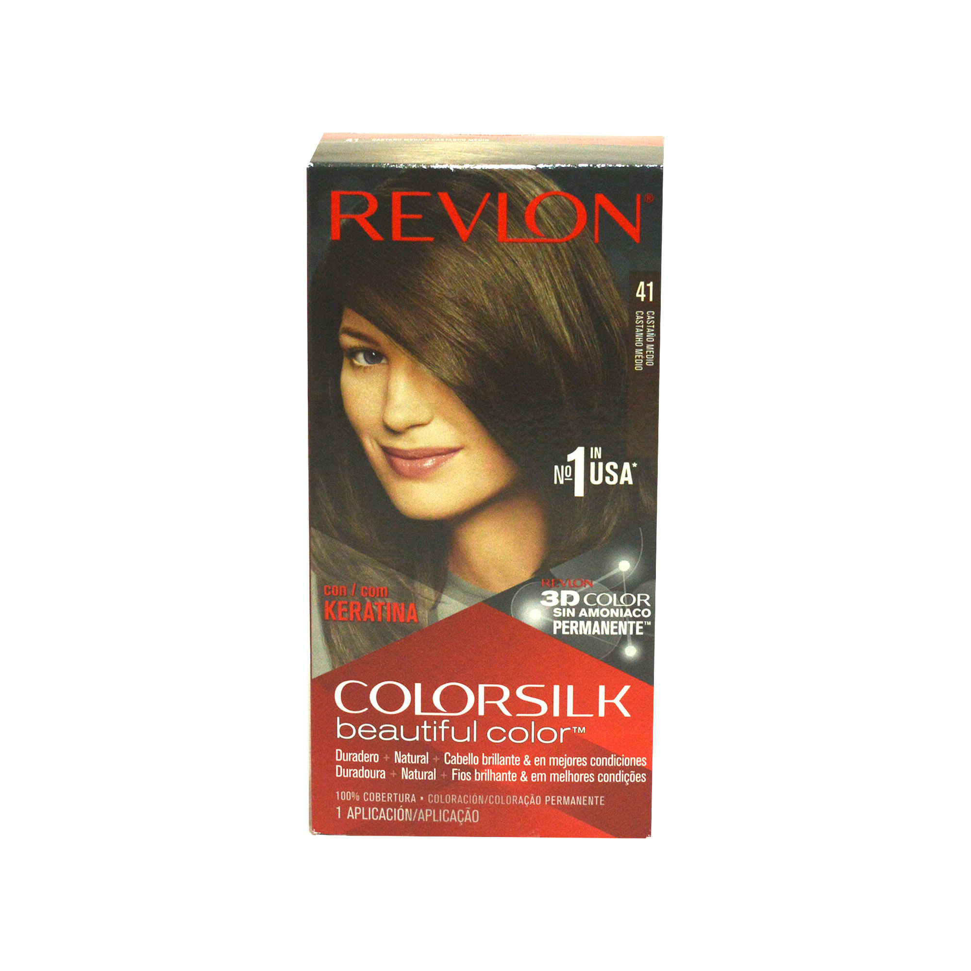 Colorsilk Revlon Beautiful Permanent Hair Dye With Keratin, 100% Gray Coverage, Ammonia Free, 41 Medium Brown