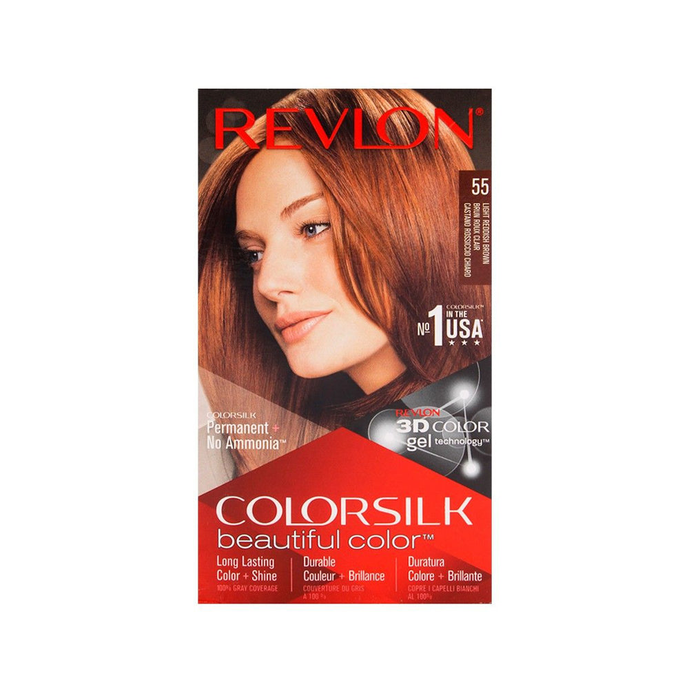 REVLON Store Colorsilk Beautiful Color Permanent Hair Color, 55 Light Reddish Brown