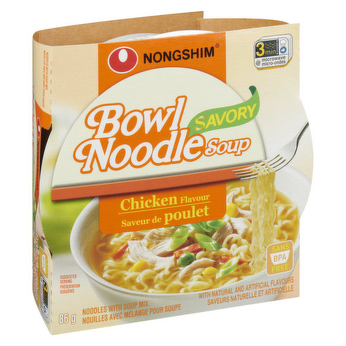 Nongshim Nong Shim Noodle Soup, Savory Bowl, Chicken Flavor