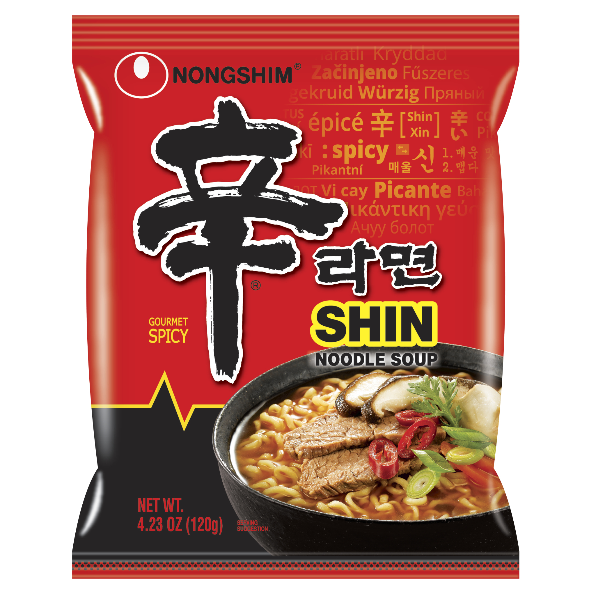 Nongshim Noodle Soup, Shin Ramyun, Gourmet Spicy, Family Pack