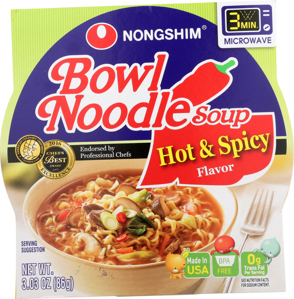 Nongshim Hot & Spicy Flavor Bowl Noodle Soup 3.03 Oz