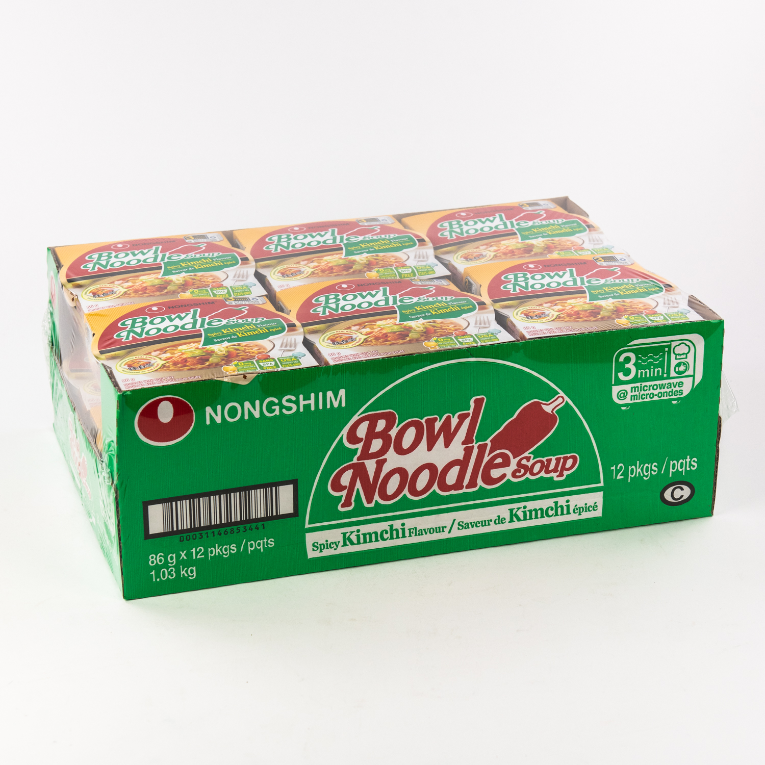 Nongshim Bowl Noodle, Spicy Kimchi Flavor Soup - 3.03 Oz
