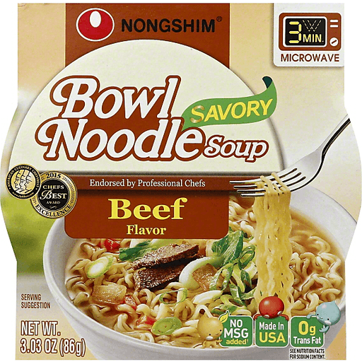 Nongshim Bowl, Beef Flavor Noodle Soup - 3.03 Oz
