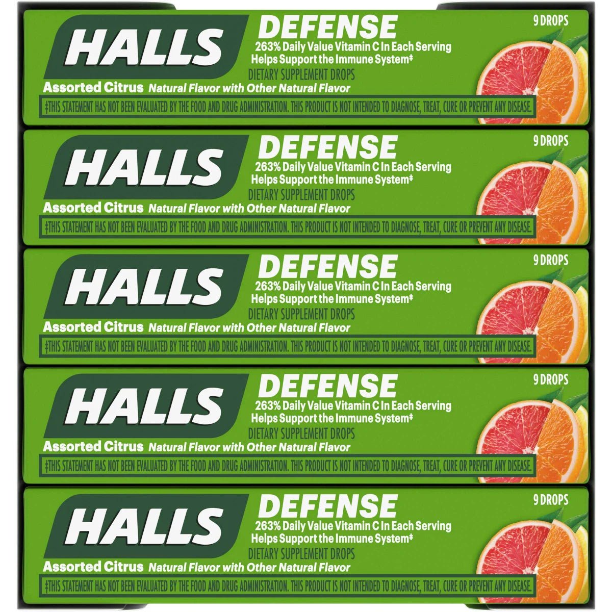 Halls Defense Dietary Supplement Drops, Vitamin C, Assorted Citrus