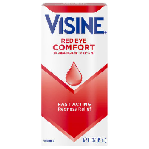 Visine Red Eye Comfort Fast Acting Redness Relief Drops, 0.5 Fluid Ounce -- 36 Per Case