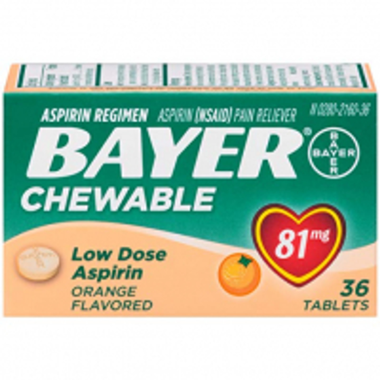 Bayer Low Dose Chewable Aspirin Pain Reliever Orange Flavor 81 Mg Tablets