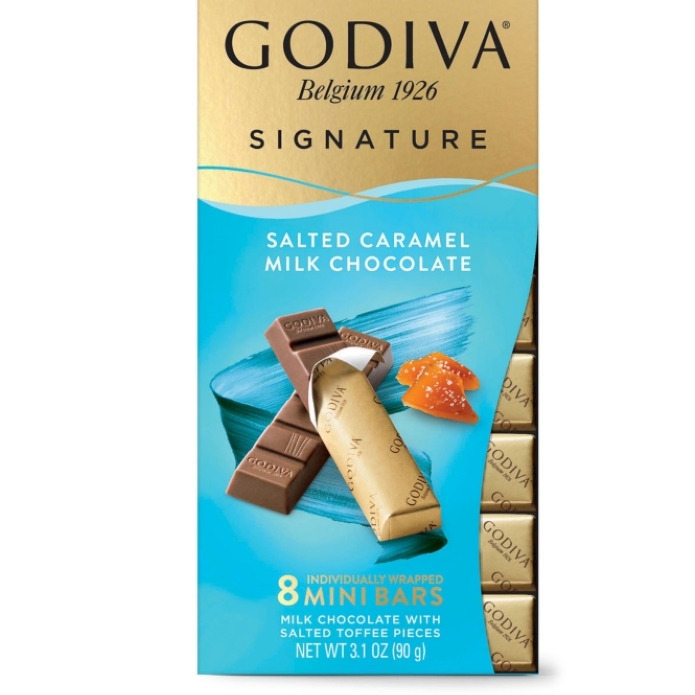 Godiva Signature 8 Mini Bars Salted Caramel Milk Chocolate