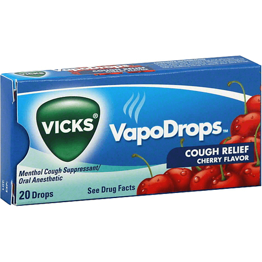 Vicks Vapo Drops Cough Suppressant/Oral Anesthetic, Menthol, Cherry Flavor