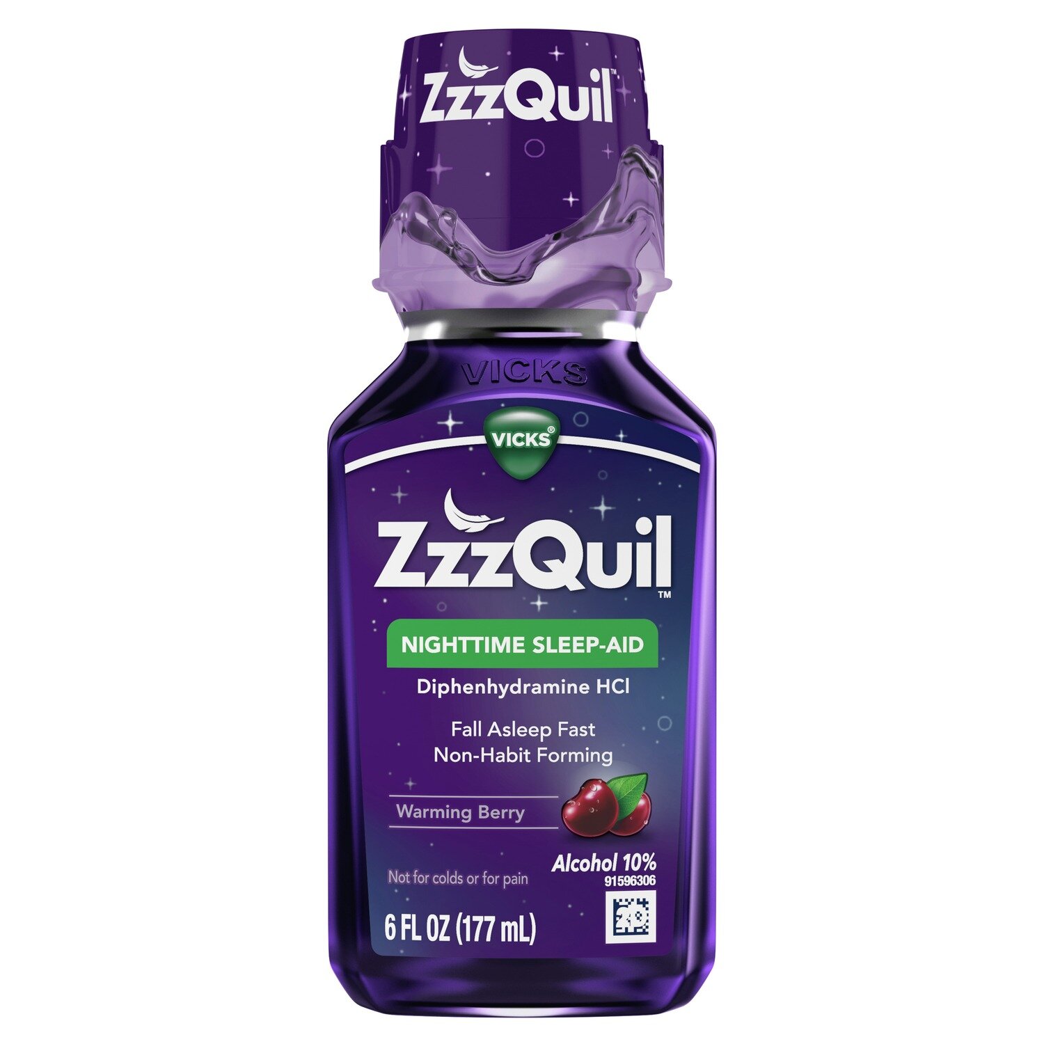 Vicks Zzzquil Nighttime Sleep Aid Liquid - Warming Berry, 6 Fl Oz