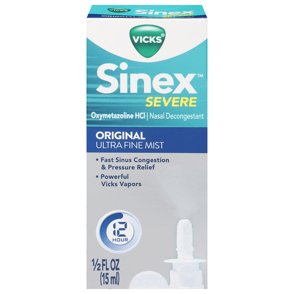 Vicks Sinex Severe Original Ultra Fine Mist Nasal Decongestant Spray - Oxymetazoline HCl - 0.5 Fl Oz