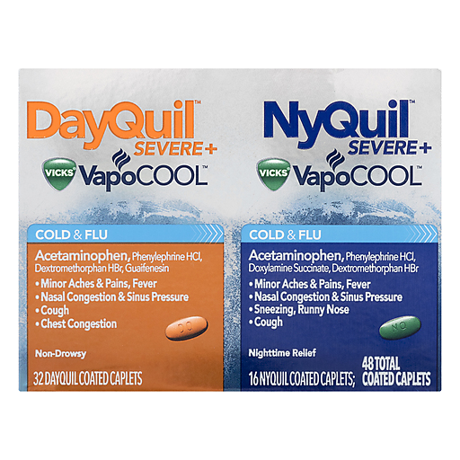 Vicks Severe Cold & Flu + Congestion, Coated Caplets