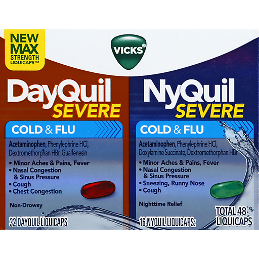 Vicks Cold & Flu, Severe, Max Strength, LiquiCaps