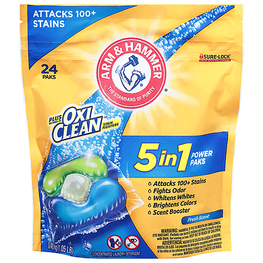 Arm & Hammer Laundry Detergent, Concentrated, Fresh Scent, 5 In 1, Power Paks