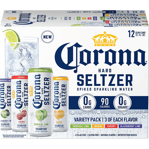 Corona Hard Seltzer Gluten Free Tropical Mix Variety Pack Spiked Sparkling Water