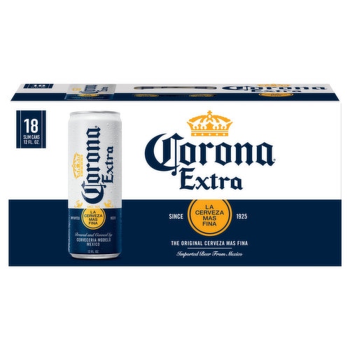 Corona Extra Lager Mexican Beer, 18 Pk 12 Fl Oz Cans, 4.6% ABV