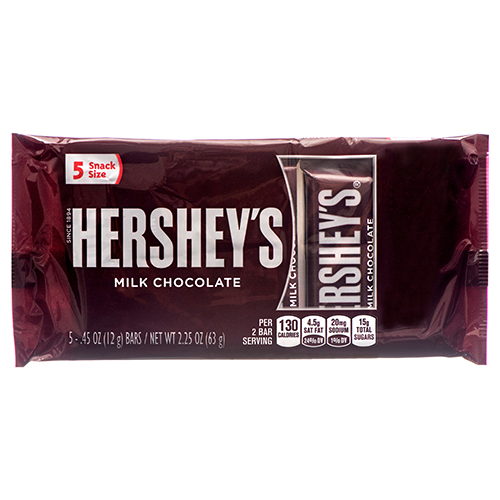 Hershey's Milk Chocolate, Individually Wrapped Snack Size Candy Bars, 0.45 Oz