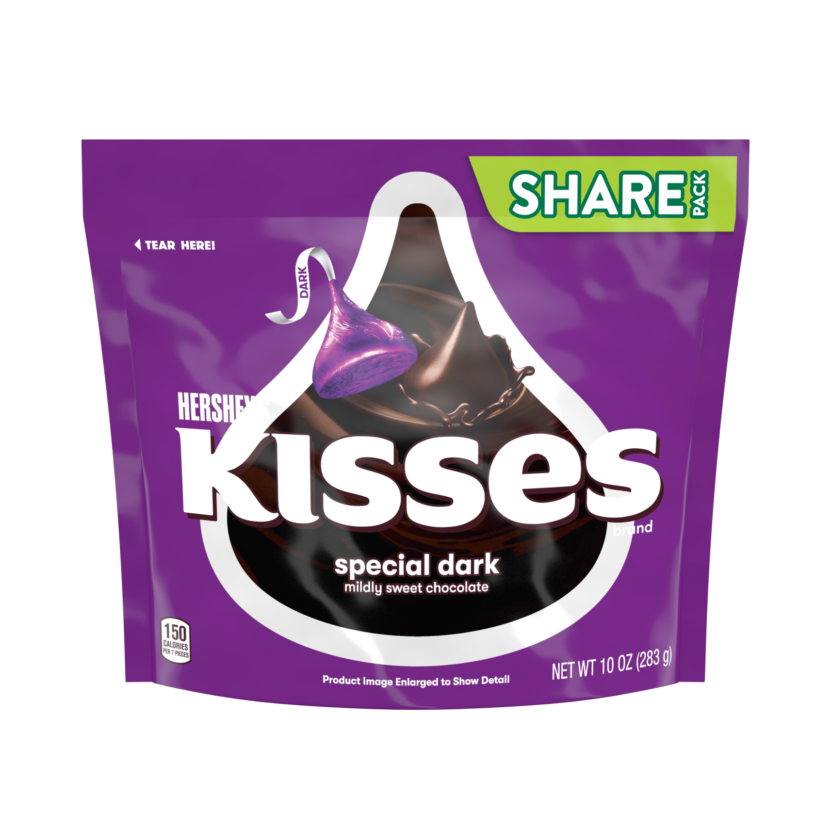 Hershey's Kisses Special Dark Mildly Sweet Chocolate Candy, Individually Wrapped, Gluten Free, Kosher, 10 Oz, Share Pack