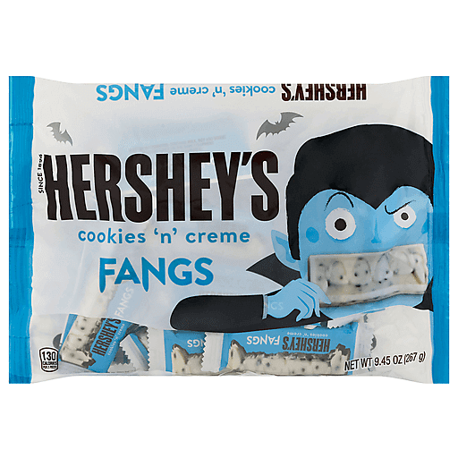 Hershey's COOKIES 'N' CREME Fangs Snack Bars, Halloween, 9.45 Oz, Bag