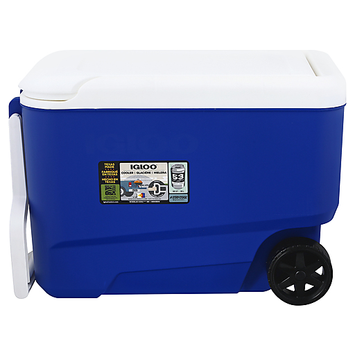 Igloo Cooler, Wheelie Cool, Blue, 38 Quart