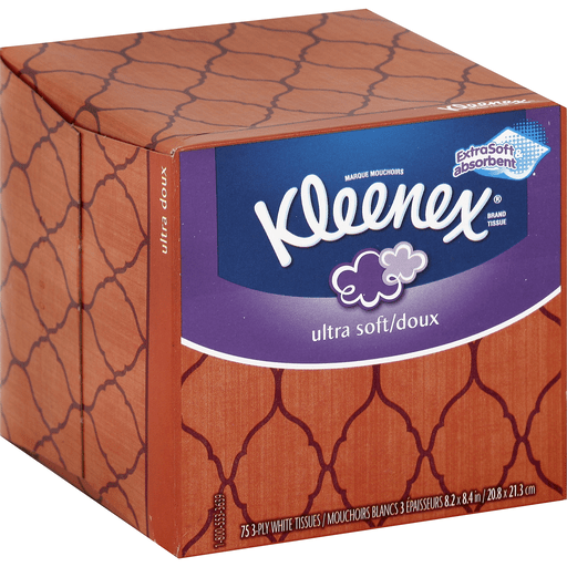 Kleenex Ultra Soft & Strong Facial Tissues, 75 Tissues Per Upright Box