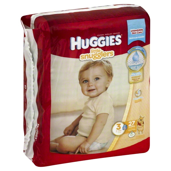 Huggies Little Snugglers Diapers, Size 3, 27 Diapers