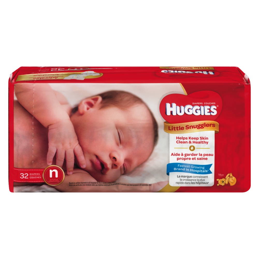 Huggies Little Snugglers Baby Diapers, Size Newborn, 32 Count (Packaging May Vary)
