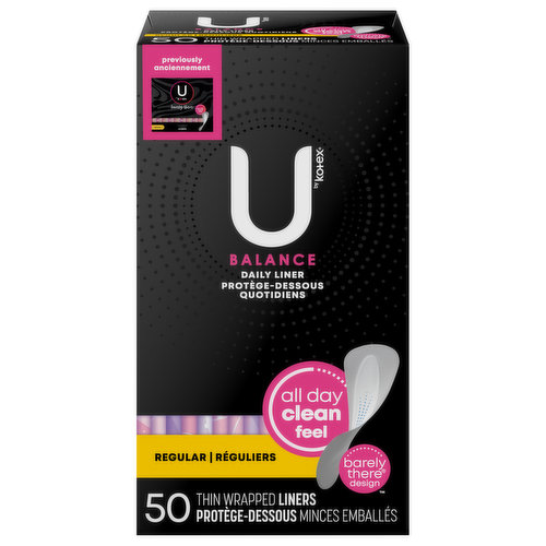 U by Kotex Barely There Thin Panty Liners, Light Absorbency, Regular Length, Unscented