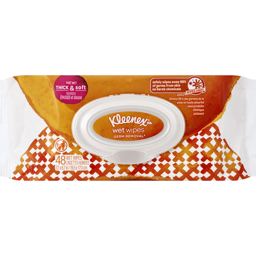 Kleenex Germ Removal Wet Wipes, Pack Of 48 Sheets