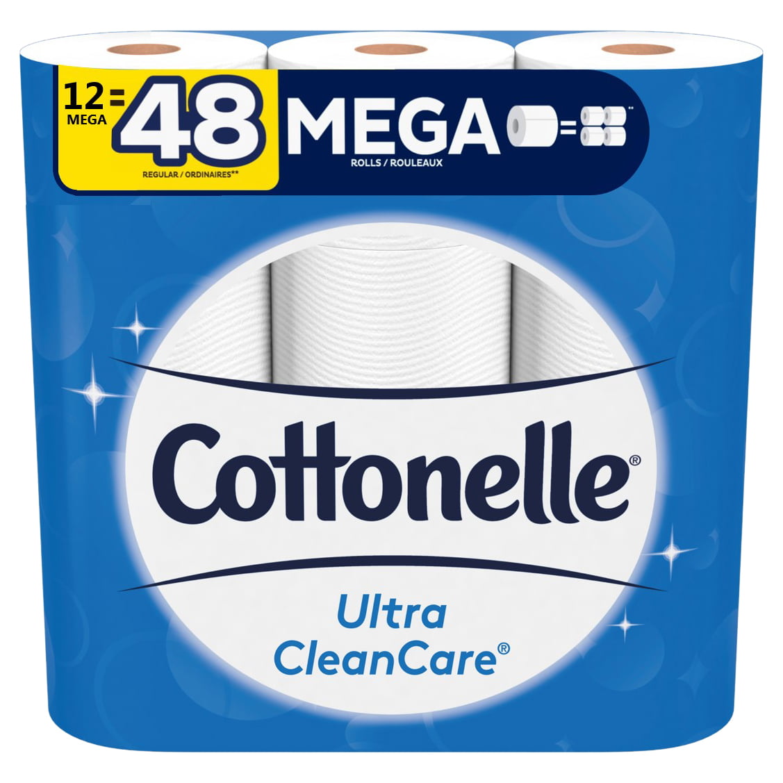 Cottonelle Ultra Cleancare Toilet Paper, Strong Bath Tissue, 12 Mega Rolls