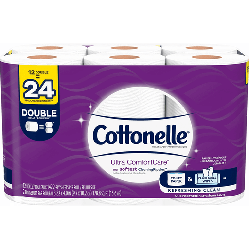 Cottonelle Ultra ComfortCare Toilet Paper, Soft Bath Tissue, 12 Double Rolls