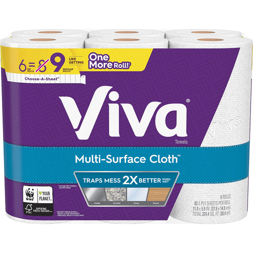 Viva Multi Surface Cloth Towels, Big Rolls, Choose A Sheet, 2 Ply