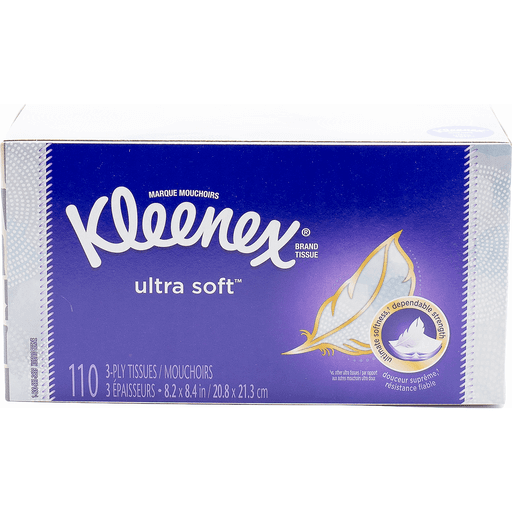 Kleenex Ultra Soft Facial Tissues, 1 Flat Box, 110 Total Tissues