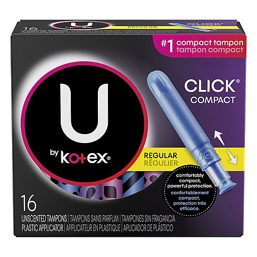U by Kotex Click Compact Regular Plastic Applicator Unscented Tampons
