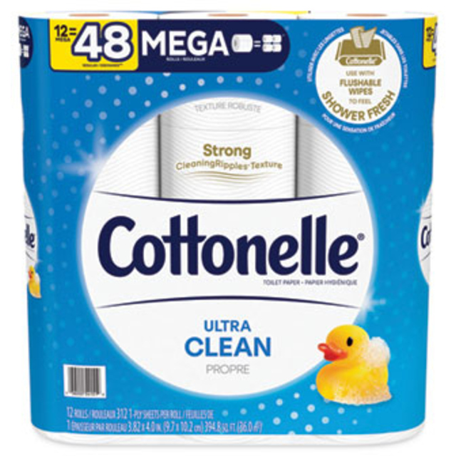 Cottonelle Toilet Paper, Ultra Clean, Mega Rolls, 1 Ply