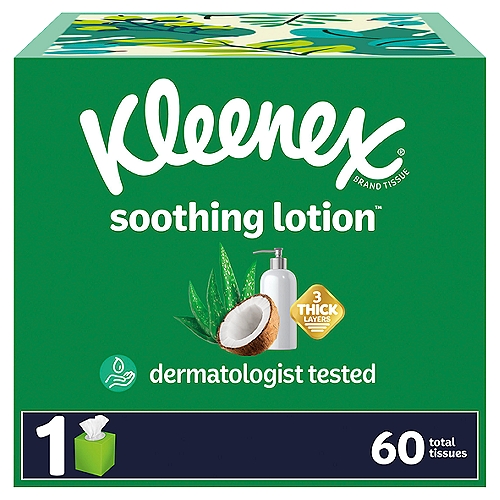 Kleenex Soothing Lotion Coconut Oil Aloe & Vitamin E Facial Tissues Cube Box