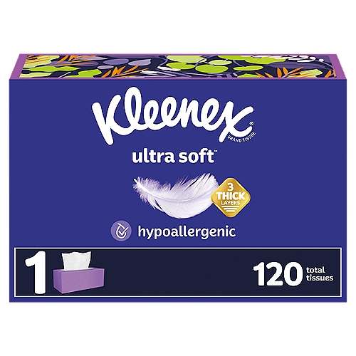 Kleenex Ultra Soft, 24 Flat Boxes, Soft Facial Tissue, 120 Tissues Per Box, 3-Ply