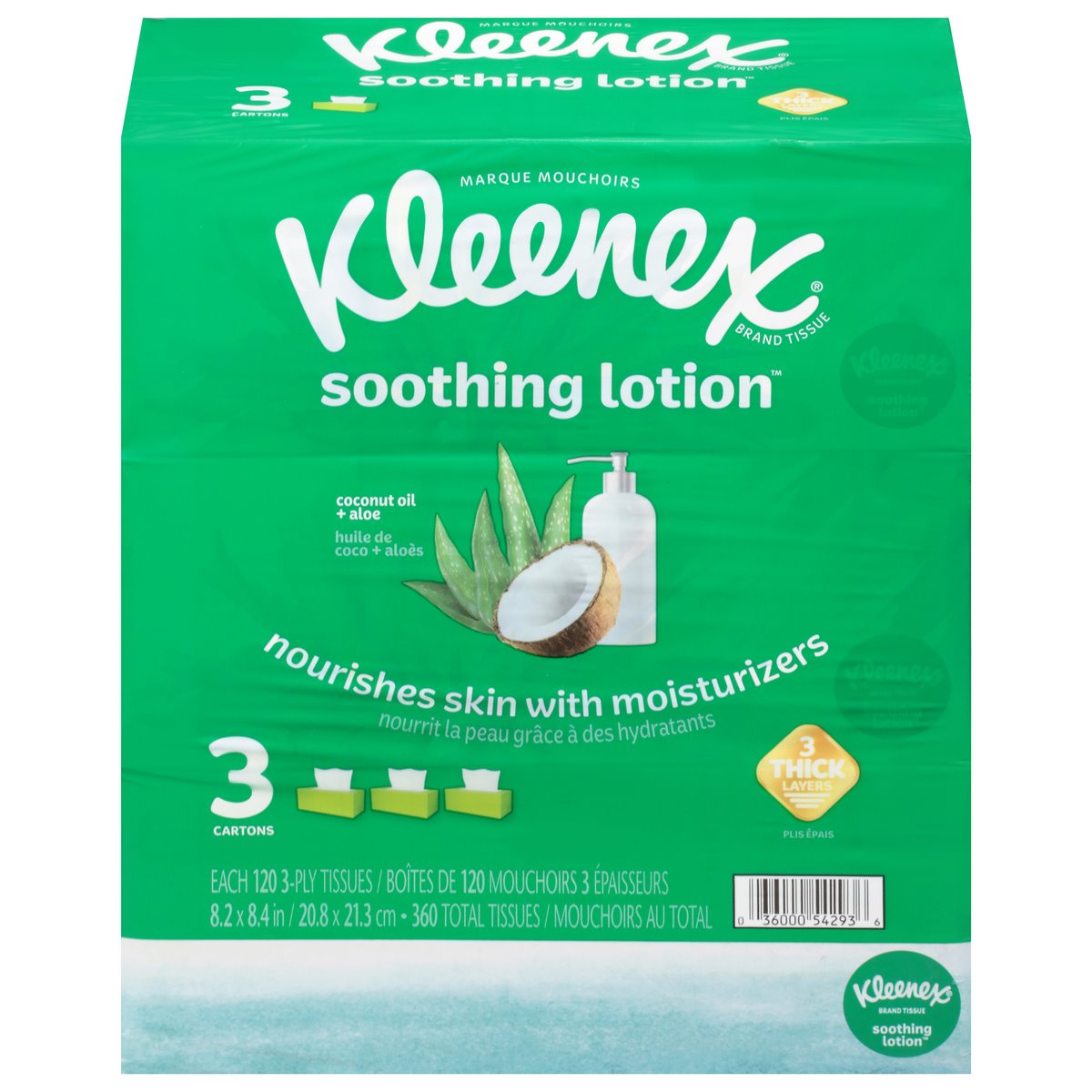 Kleenex Soothing Lotion Tissues, Coconut Oil + Aloe, 3-Ply
