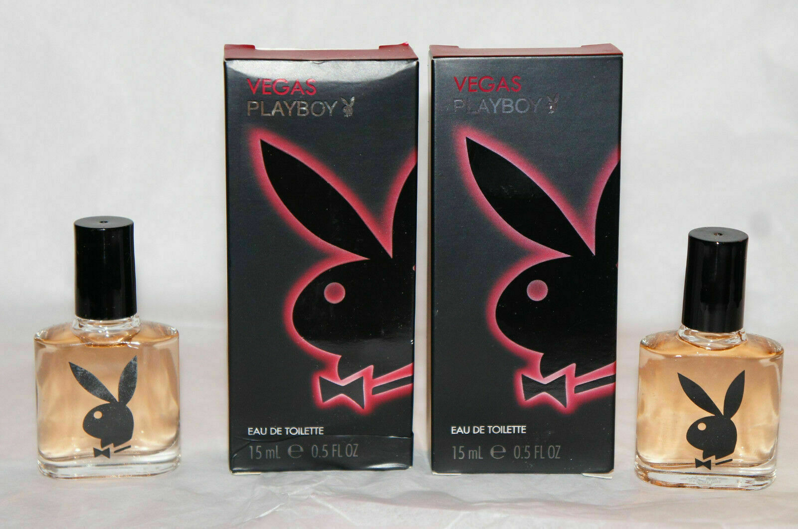 2x Playboy VEGAS , Hollywood Eau De Toilette Spray .5 Oz Each