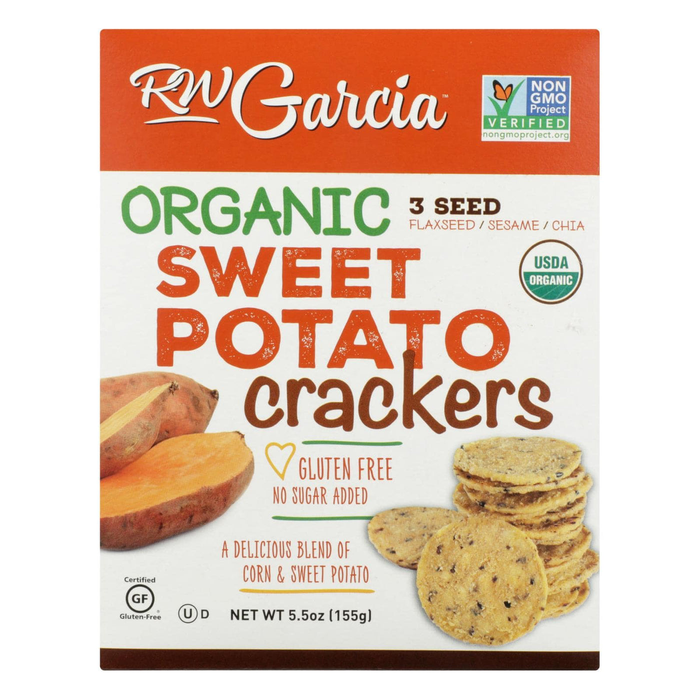 RW Garcia 3 Seed Organic Gluten Free Sweet Potato Crackers 5.5 Oz