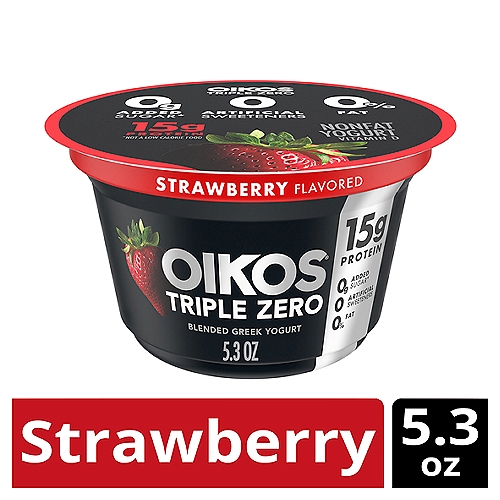 Oikos Dannon Triple Zero Blended Greek Nonfat Yogurt Strawberry