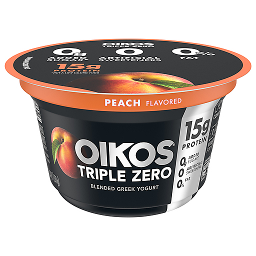 Oikos Peach Triple Zero Blended Nonfat Greek Yogurt