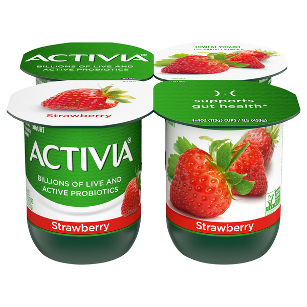 Activia Low Fat Probiotic Strawberry Yogurt - 4ct/4oz Cups