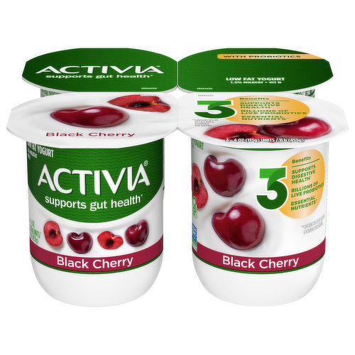 Activia Black Cherry Probiotic Low Fat Yogurt Cups