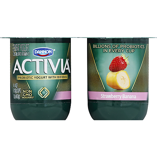 Activia Lowfat Probiotic Strawberry Banana Yogurt, 4 Oz. Cups