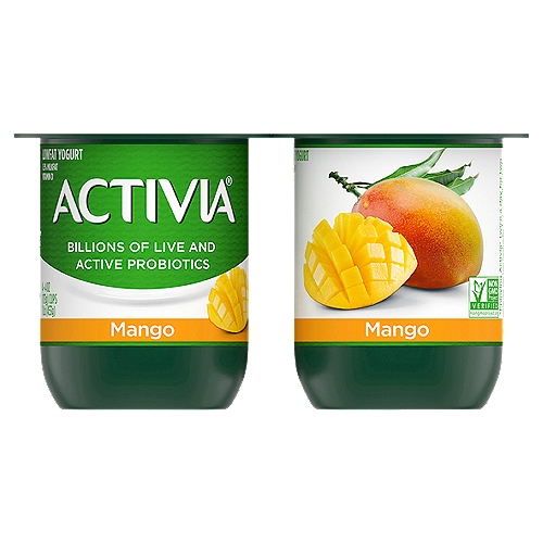 Activia Lowfat Probiotic Mango Yogurt, 4 Oz. Cups