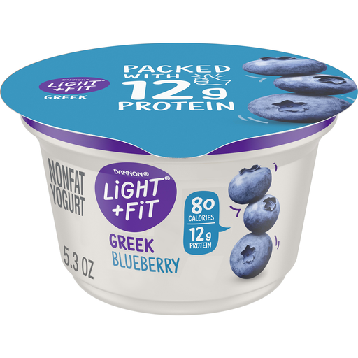 Dannon Light + Fit Greek Nonfat Yogurt, Blueberry, Gluten Free, 5.3 Oz