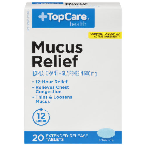 TopCare Mucus Relief, 600 Mg, Tablets