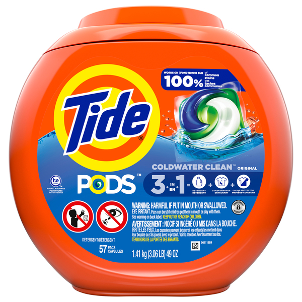 Tide Detergent, Original, 3 In 1, Pacs