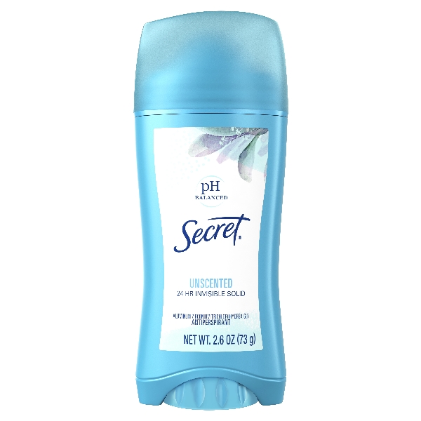 Secret pH Balanced Unscented Invisible Solid Antiperspirant & Deodorant - 2.6oz