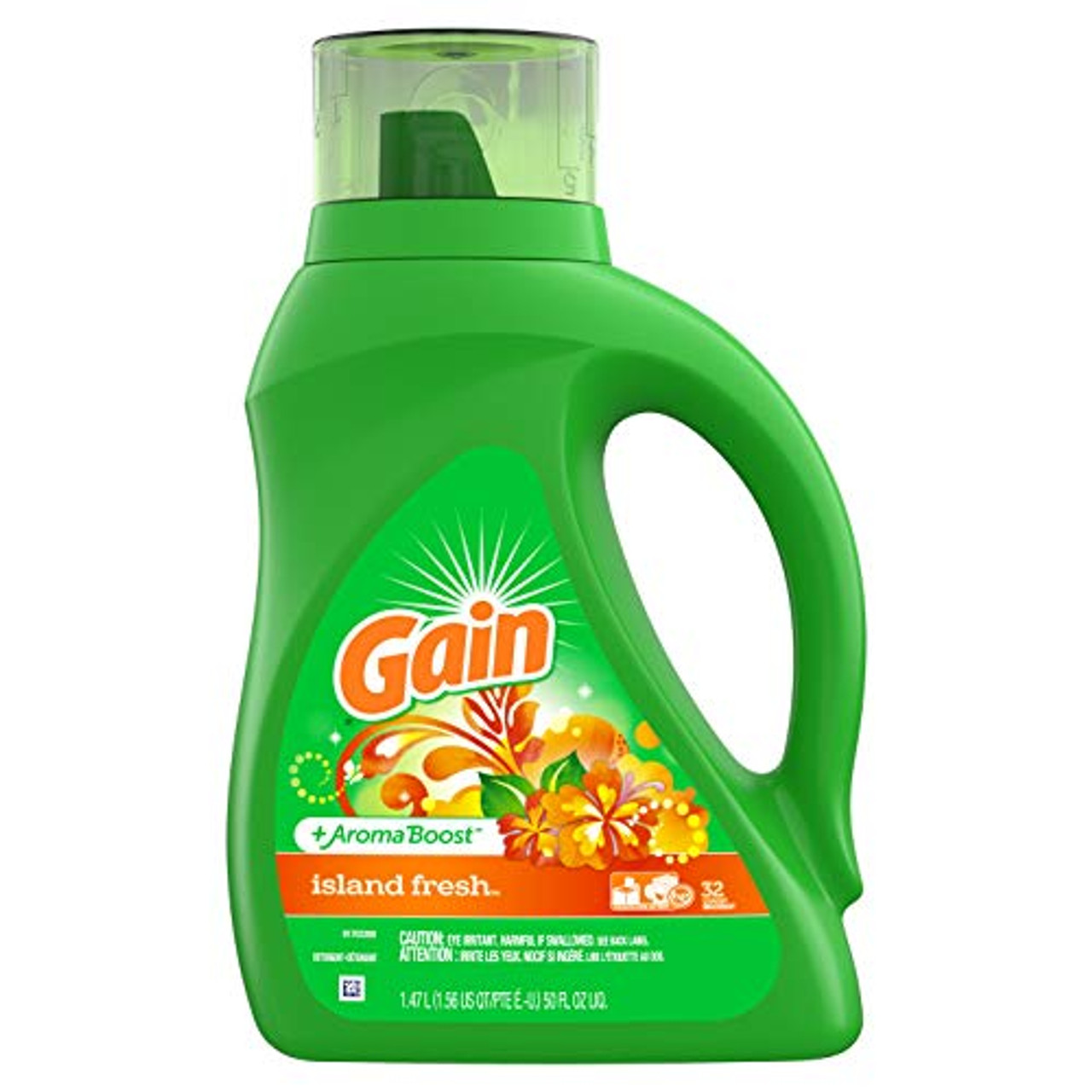 Gain Aroma Boost Liquid Laundry Detergent, Island Fresh Scent, 32 Loads, 50 Fl Oz, HE Compatible